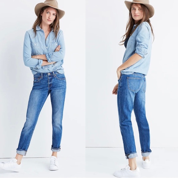 Madewell Denim - Madewell The Slim Boyjean in Walton Wash Frayed Hem